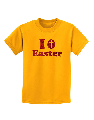 I Egg Cross Easter - Red Glitter Childrens T-Shirt by TooLoud-Childrens T-Shirt-TooLoud-Gold-X-Small-Davson Sales