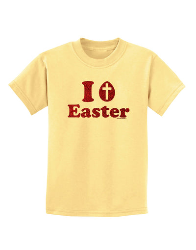 I Egg Cross Easter - Red Glitter Childrens T-Shirt by TooLoud-Childrens T-Shirt-TooLoud-Daffodil-Yellow-X-Small-Davson Sales