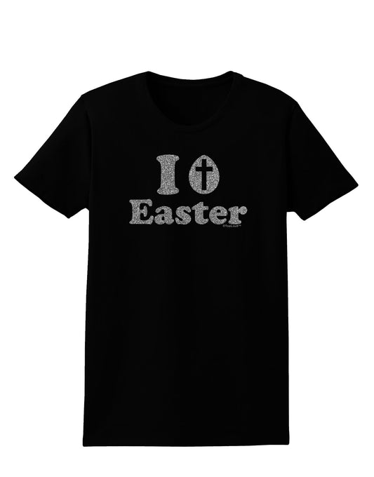 I Egg Cross Easter - Silver Glitter Womens Dark T-Shirt by TooLoud-Womens T-Shirt-TooLoud-Black-X-Small-Davson Sales