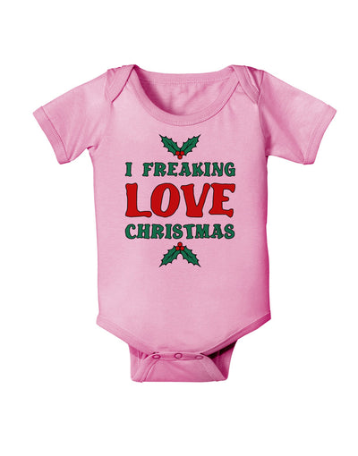 I F-ing Love Christmas Funny Baby Romper Bodysuit-Baby Romper-TooLoud-Light-Pink-06-Months-Davson Sales
