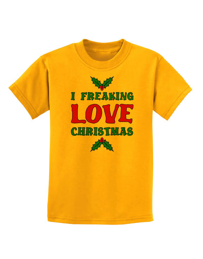 I F-ing Love Christmas Funny Childrens T-Shirt-Childrens T-Shirt-TooLoud-Gold-X-Small-Davson Sales