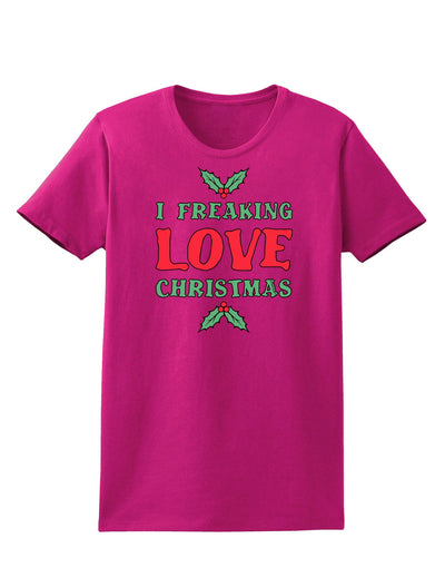 I F-ing Love Christmas Funny Womens Dark T-Shirt-TooLoud-Hot-Pink-Small-Davson Sales