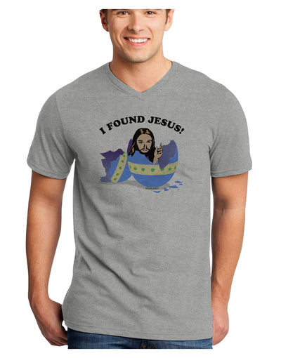 I Found Jesus - Easter Egg Adult V-Neck T-shirt-Mens V-Neck T-Shirt-TooLoud-HeatherGray-Small-Davson Sales