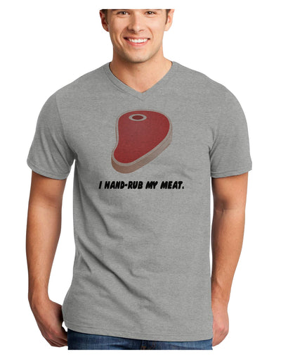 I Hand-Rub My Meat - Steak Adult V-Neck T-shirt-Mens V-Neck T-Shirt-TooLoud-HeatherGray-Small-Davson Sales