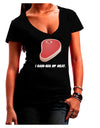 I Hand-Rub My Meat - Steak Juniors V-Neck Dark T-Shirt-Womens V-Neck T-Shirts-TooLoud-Black-Juniors Fitted Small-Davson Sales