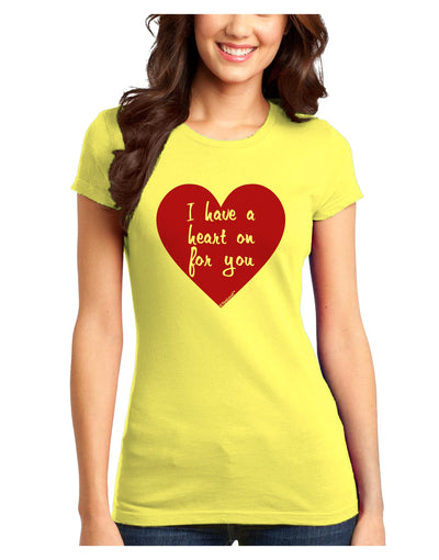 I Have a Heart On For You Juniors T-Shirt-Womens Juniors T-Shirt-TooLoud-Yellow-Juniors Fitted X-Small-Davson Sales