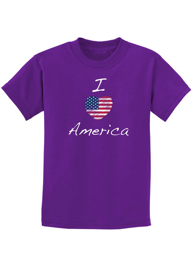 I Heart America Scribble Childrens Dark T-Shirt-Childrens T-Shirt-TooLoud-Purple-X-Small-Davson Sales