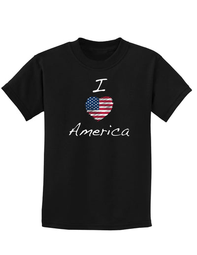 I Heart America Scribble Childrens Dark T-Shirt-Childrens T-Shirt-TooLoud-Black-X-Small-Davson Sales