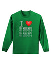 I Heart Binary Data Adult Long Sleeve Dark T-Shirt-TooLoud-Kelly-Green-Small-Davson Sales