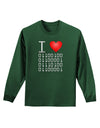 I Heart Binary Data Adult Long Sleeve Dark T-Shirt-TooLoud-Dark-Green-Small-Davson Sales