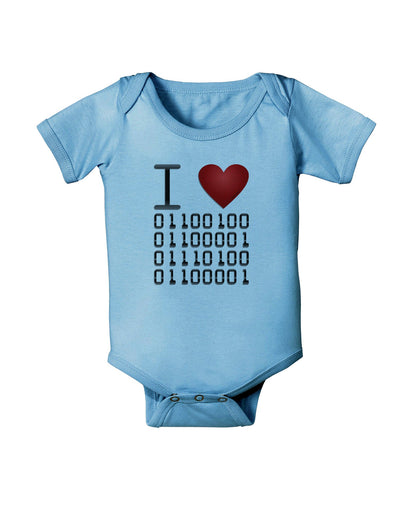 I Heart Binary Data Baby Romper Bodysuit-Baby Romper-TooLoud-LightBlue-06-Months-Davson Sales