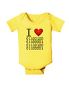 I Heart Binary Data Baby Romper Bodysuit-Baby Romper-TooLoud-Yellow-06-Months-Davson Sales