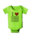 I Heart Binary Data Baby Romper Bodysuit-Baby Romper-TooLoud-Lime-06-Months-Davson Sales