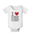 I Heart Binary Data Baby Romper Bodysuit-Baby Romper-TooLoud-White-06-Months-Davson Sales