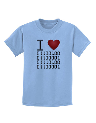 I Heart Binary Data Childrens T-Shirt-Childrens T-Shirt-TooLoud-Light-Blue-X-Small-Davson Sales