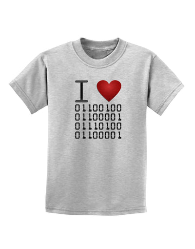 I Heart Binary Data Childrens T-Shirt-Childrens T-Shirt-TooLoud-AshGray-X-Small-Davson Sales