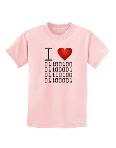 I Heart Binary Data Childrens T-Shirt-Childrens T-Shirt-TooLoud-PalePink-X-Small-Davson Sales