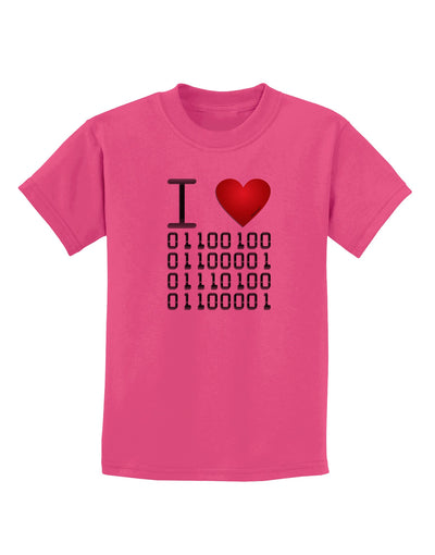 I Heart Binary Data Childrens T-Shirt-Childrens T-Shirt-TooLoud-Sangria-X-Small-Davson Sales