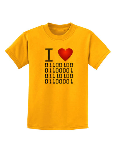 I Heart Binary Data Childrens T-Shirt-Childrens T-Shirt-TooLoud-Gold-X-Small-Davson Sales