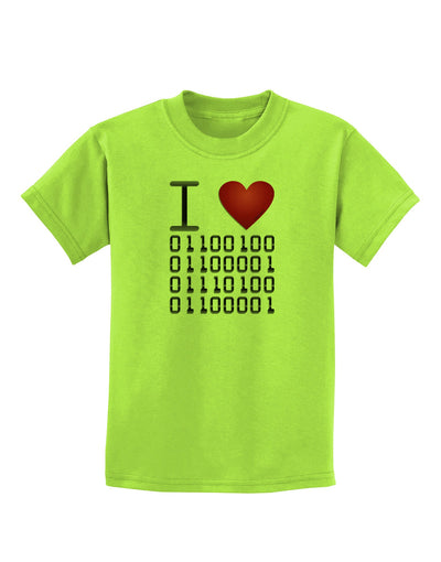 I Heart Binary Data Childrens T-Shirt-Childrens T-Shirt-TooLoud-Lime-Green-X-Small-Davson Sales