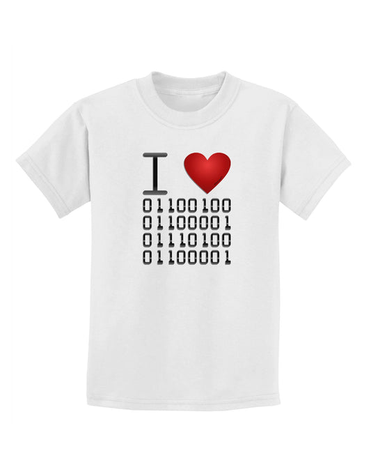 I Heart Binary Data Childrens T-Shirt-Childrens T-Shirt-TooLoud-White-X-Small-Davson Sales