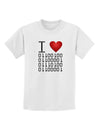 I Heart Binary Data Childrens T-Shirt-Childrens T-Shirt-TooLoud-White-X-Small-Davson Sales