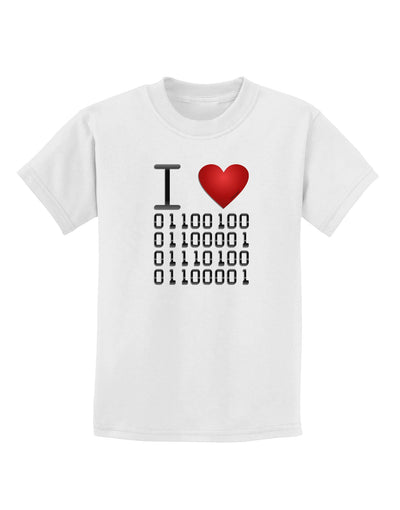 I Heart Binary Data Childrens T-Shirt-Childrens T-Shirt-TooLoud-White-X-Small-Davson Sales