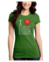 I Heart Binary Data Juniors Petite Crew Dark T-Shirt-T-Shirts Juniors Tops-TooLoud-Kiwi-Green-Juniors Fitted Small-Davson Sales