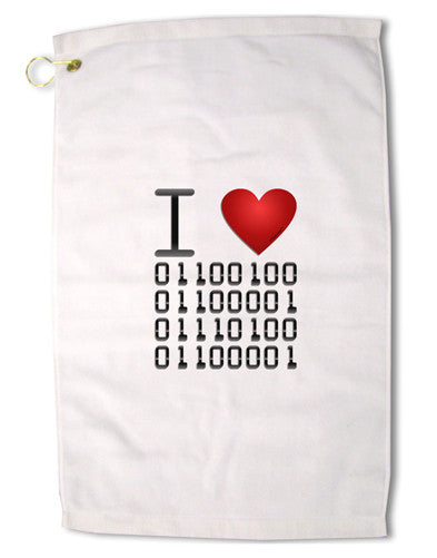 I Heart Binary Data Premium Cotton Golf Towel - 16 x 25 inch-Golf Towel-TooLoud-16x25"-Davson Sales