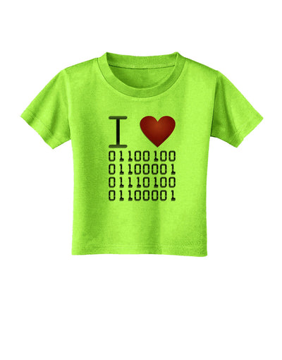 I Heart Binary Data Toddler T-Shirt-Toddler T-Shirt-TooLoud-Lime-Green-2T-Davson Sales