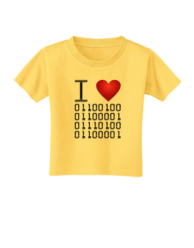 I Heart Binary Data Toddler T-Shirt-Toddler T-Shirt-TooLoud-Yellow-2T-Davson Sales