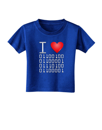 I Heart Binary Data Toddler T-Shirt Dark-Toddler T-Shirt-TooLoud-Royal-Blue-2T-Davson Sales