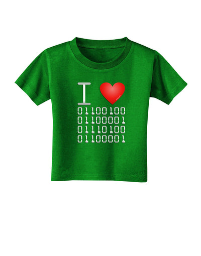 I Heart Binary Data Toddler T-Shirt Dark-Toddler T-Shirt-TooLoud-Clover-Green-2T-Davson Sales