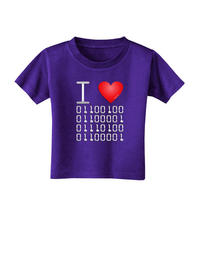 I Heart Binary Data Toddler T-Shirt Dark-Toddler T-Shirt-TooLoud-Purple-2T-Davson Sales