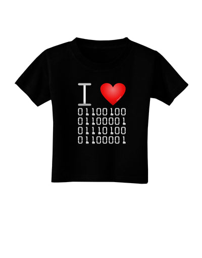 I Heart Binary Data Toddler T-Shirt Dark-Toddler T-Shirt-TooLoud-Black-2T-Davson Sales