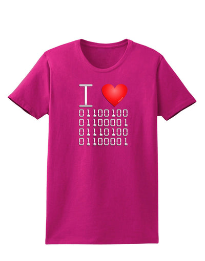 I Heart Binary Data Womens Dark T-Shirt-TooLoud-Hot-Pink-Small-Davson Sales