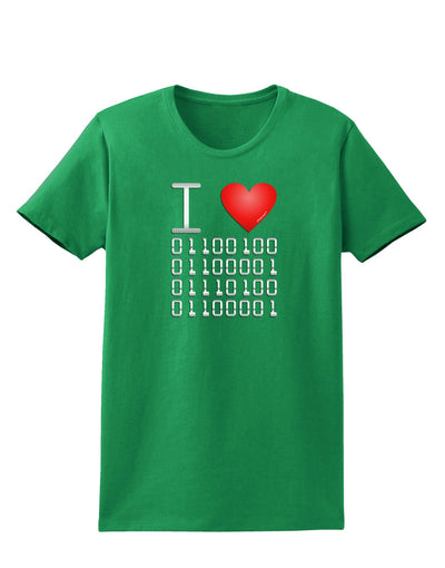 I Heart Binary Data Womens Dark T-Shirt-TooLoud-Kelly-Green-X-Small-Davson Sales