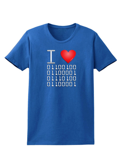 I Heart Binary Data Womens Dark T-Shirt-TooLoud-Royal-Blue-X-Small-Davson Sales