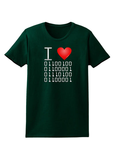 I Heart Binary Data Womens Dark T-Shirt-TooLoud-Forest-Green-Small-Davson Sales