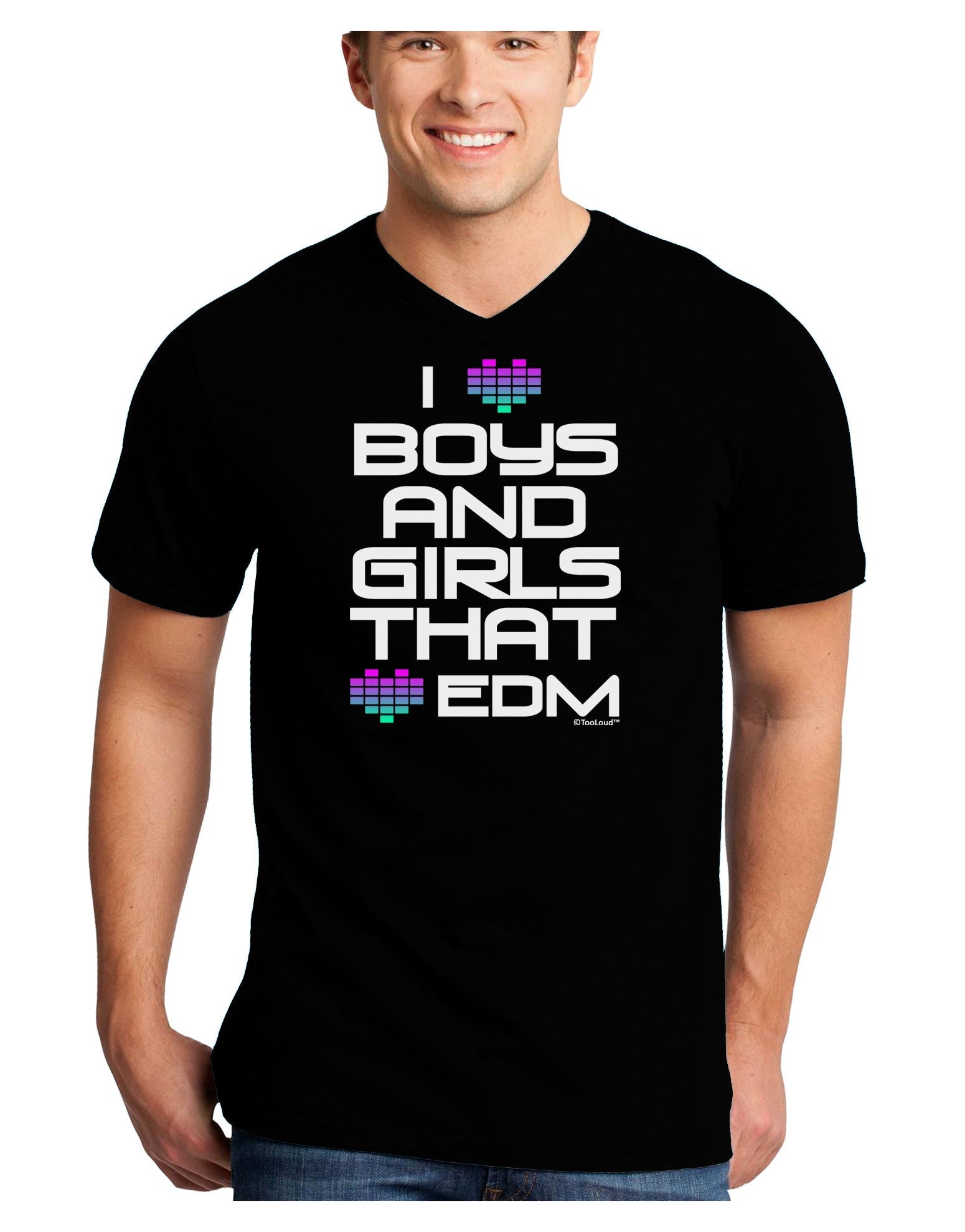 I Heart Boys and Girls That Heart EDM Adult Dark V-Neck T-Shirt-TooLoud-Black-Small-Davson Sales