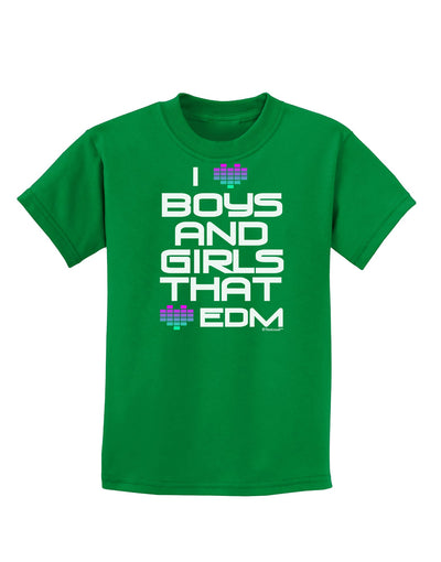 I Heart Boys and Girls That Heart EDM Childrens Dark T-Shirt-Childrens T-Shirt-TooLoud-Kelly-Green-X-Small-Davson Sales