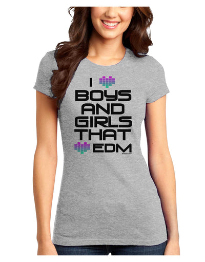 I Heart Boys and Girls That Heart EDM Juniors T-Shirt-Womens Juniors T-Shirt-TooLoud-Ash-Gray-Juniors Fitted X-Small-Davson Sales