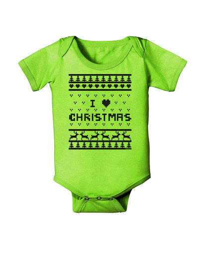 I Heart Christmas Ugly Christmas Sweater Baby Romper Bodysuit-Baby Romper-TooLoud-Lime-Green-06-Months-Davson Sales