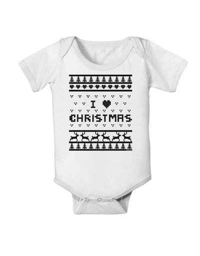 I Heart Christmas Ugly Christmas Sweater Baby Romper Bodysuit-Baby Romper-TooLoud-White-06-Months-Davson Sales