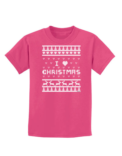 I Heart Christmas Ugly Christmas Sweater Childrens Dark T-Shirt-Childrens T-Shirt-TooLoud-Sangria-X-Small-Davson Sales