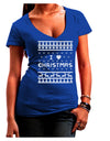 I Heart Christmas Ugly Christmas Sweater Juniors V-Neck Dark T-Shirt-Womens V-Neck T-Shirts-TooLoud-Royal-Blue-Juniors Fitted Small-Davson Sales