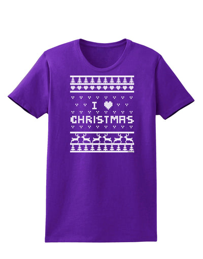 I Heart Christmas Ugly Christmas Sweater Womens Dark T-Shirt-TooLoud-Purple-X-Small-Davson Sales