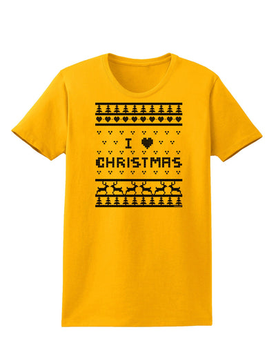 I Heart Christmas Ugly Christmas Sweater Womens T-Shirt-Womens T-Shirt-TooLoud-Gold-X-Small-Davson Sales