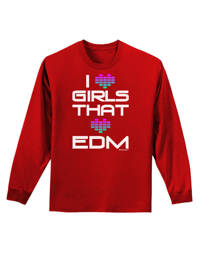 I Heart Girls That Heart EDM Adult Long Sleeve Dark T-Shirt-TooLoud-Red-Small-Davson Sales