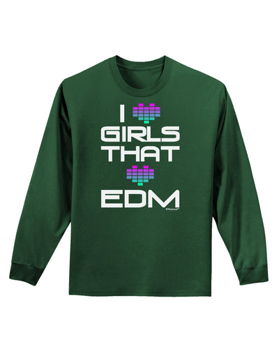 I Heart Girls That Heart EDM Adult Long Sleeve Dark T-Shirt-TooLoud-Dark-Green-Small-Davson Sales